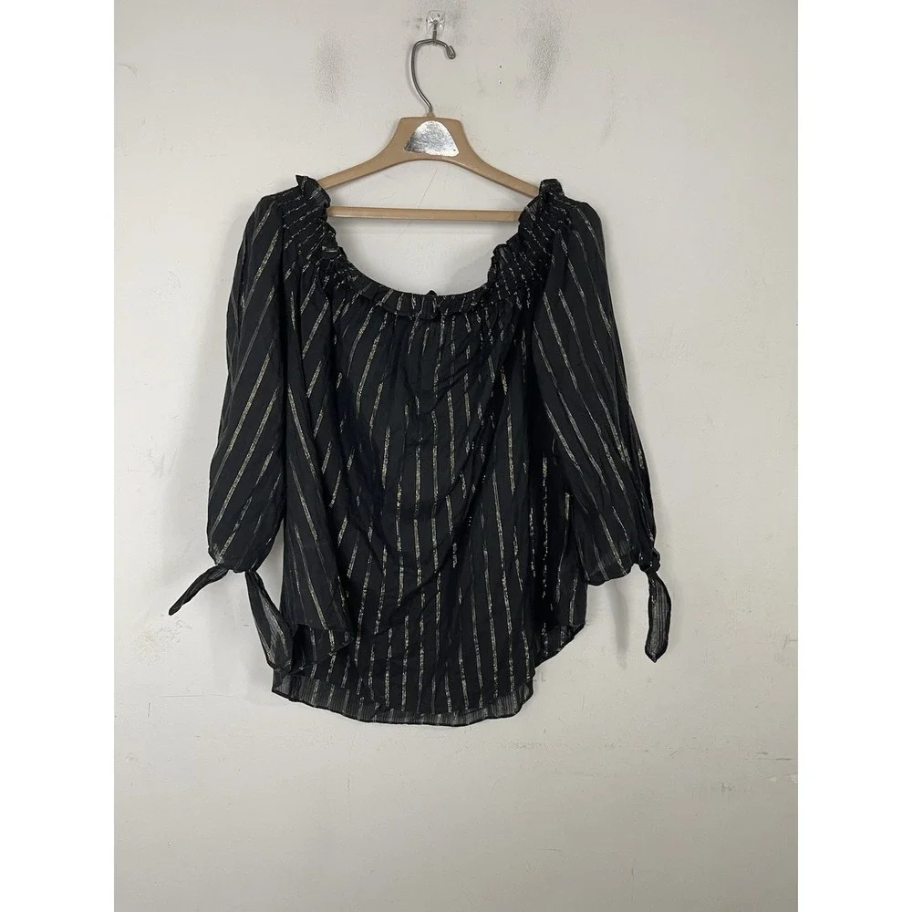 Michael Kors Womens Shirt 2X‎ Black Glitter Holiday Party Evening New Years